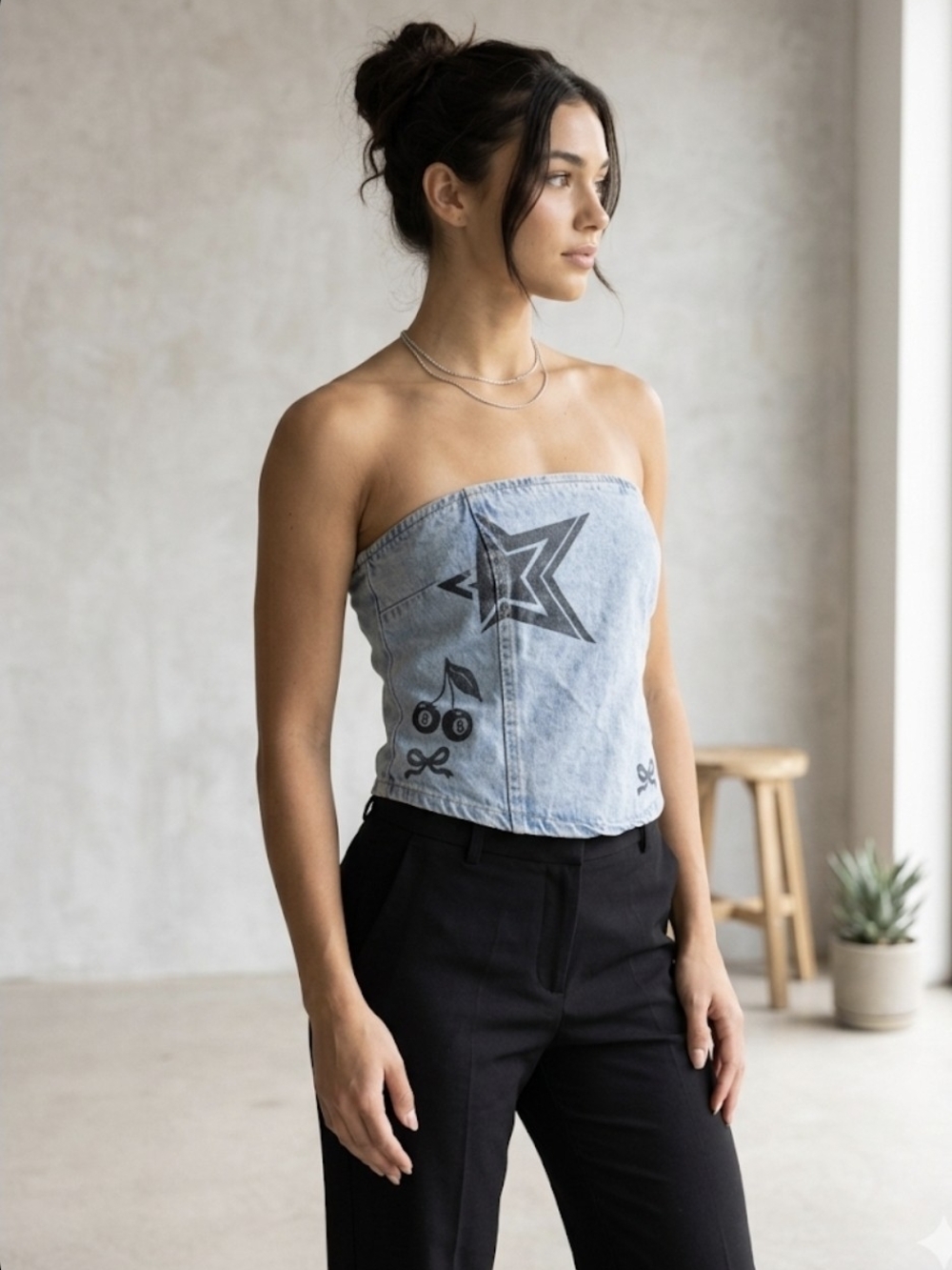 Forever 21 Light Blue Denim Tube Top